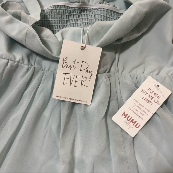 Show Me Your MuMu Women’s Maxi Flutter Strap Sleeves Bridesmaid Dress Size Large - Picture 8 of 12